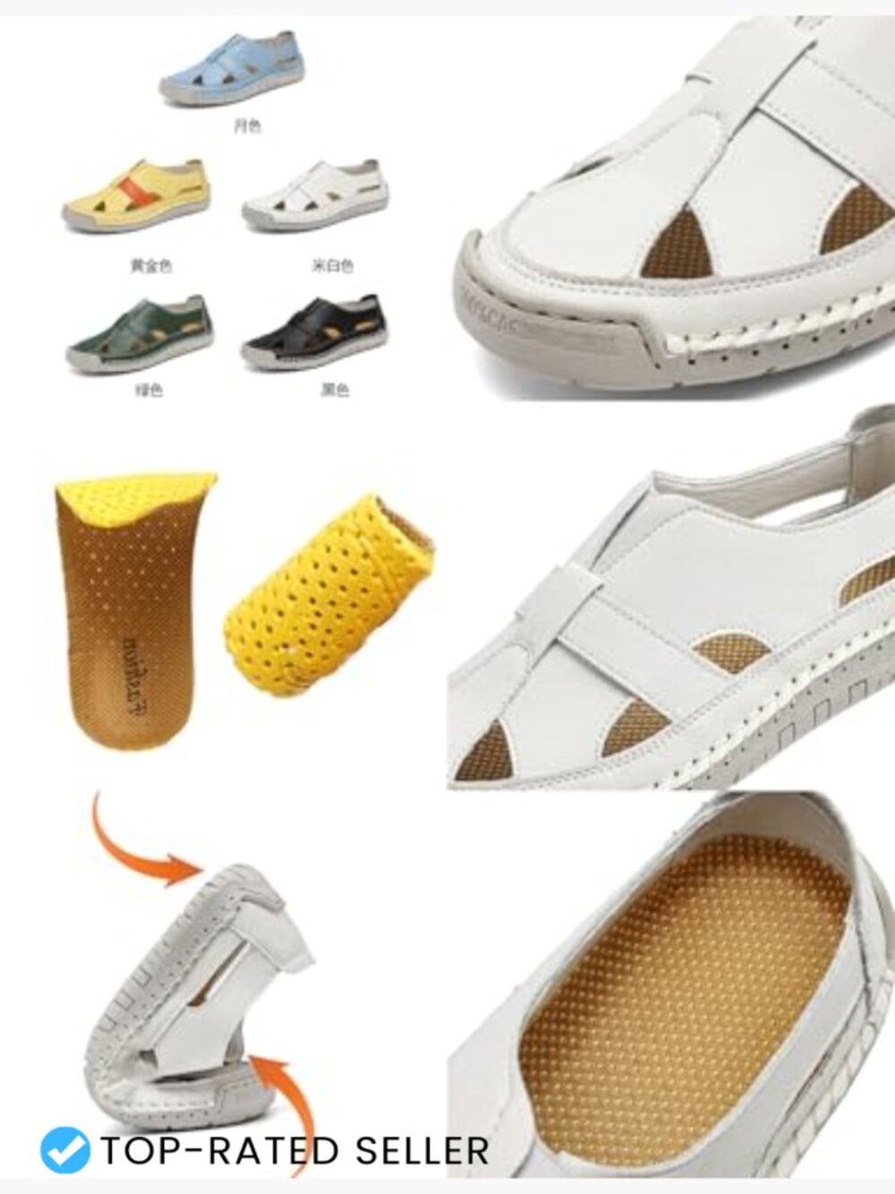 Slip-On Closed Toe Sandals Boho Gladiator Comfort Non-Slip Orthopedic Summer - Picture 4 of 7